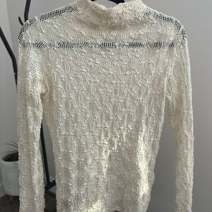 Cream Lace Long Sleeve Top